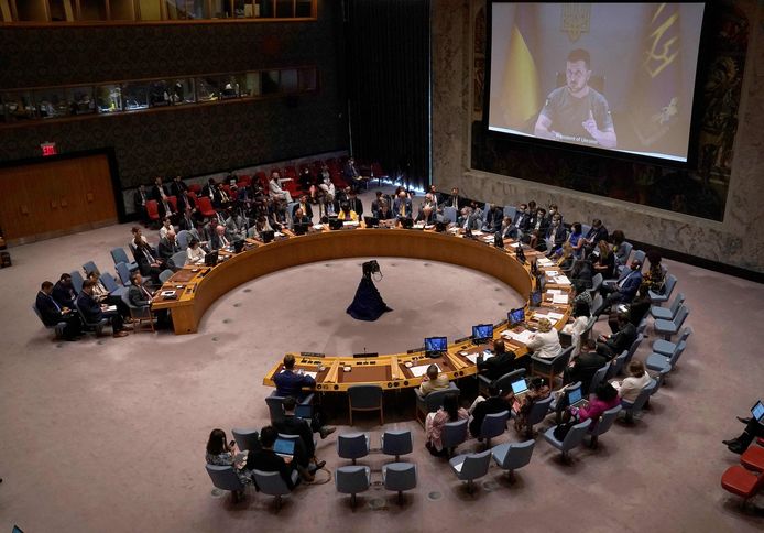 Zelensky spreekt VN-Veiligheidsraad toe in augustus.