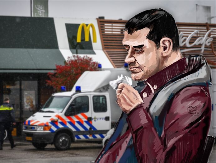 Rechtbanktekening van Veysel Ü, die heeft bekend twee broers te hebben vermoord in een McDonald's in Zwolle.