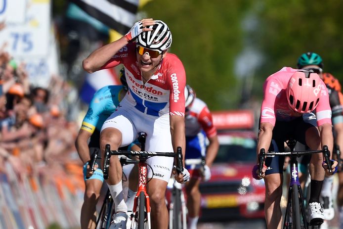 VALKENBURG, THE NETHERLANDS - APRIL 21 : VAN DER POEL Mathieu (NED) of CORENDON - CIRCUS, CLARKE Simon (AUS) of EF EDUCATION FIRST, ALAPHILIPPE Julian (FRA) of DECEUNINCK - QUICK - STEP pictured during the UCI World Tour 54ste Amstel Gold Race cycling race with start in Maastricht and finish in Valkenburg on April 21, 2019 in Valkenburg, The Netherlands, 21/04/2019 ( Photo by Vincent Kalut / Photonews