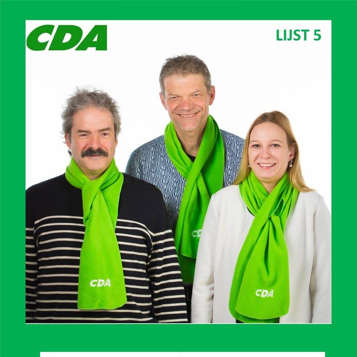 De eerste drie kandidaten op de lijst van het CDA Oisterwijk IN 2018 (vlnr): Rik Roemen (plaats 3), lijsttrekker Guus Mulders en Geertje Mink (plaats 2).