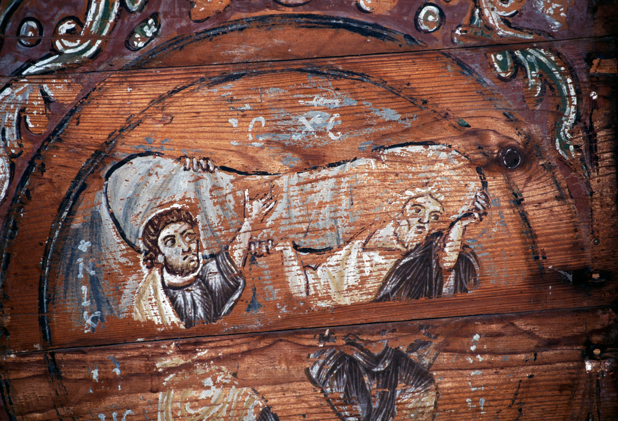 Afbeelding van de begrafenis van Sint Macarius, de naamgever van Koptische klooster waarin bisschop Epiphanius werd vermoord. Beeld De Agostini/Getty Images