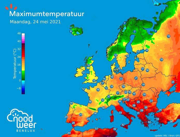Het zomerweer kunnen we volgende week vinden in Italië. Warme lucht vanuit Afrika schuift op naar het zuidoosten van het Europees vasteland.