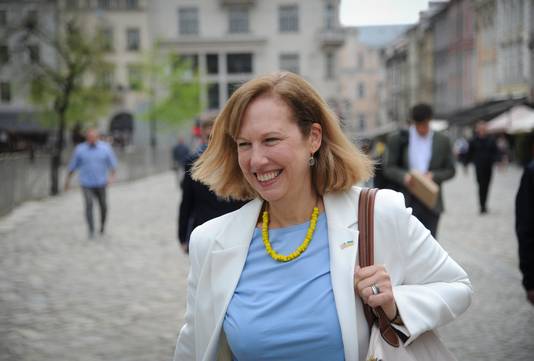 De Amerikaanse diplomate Kristina Kvien in Lviv. 