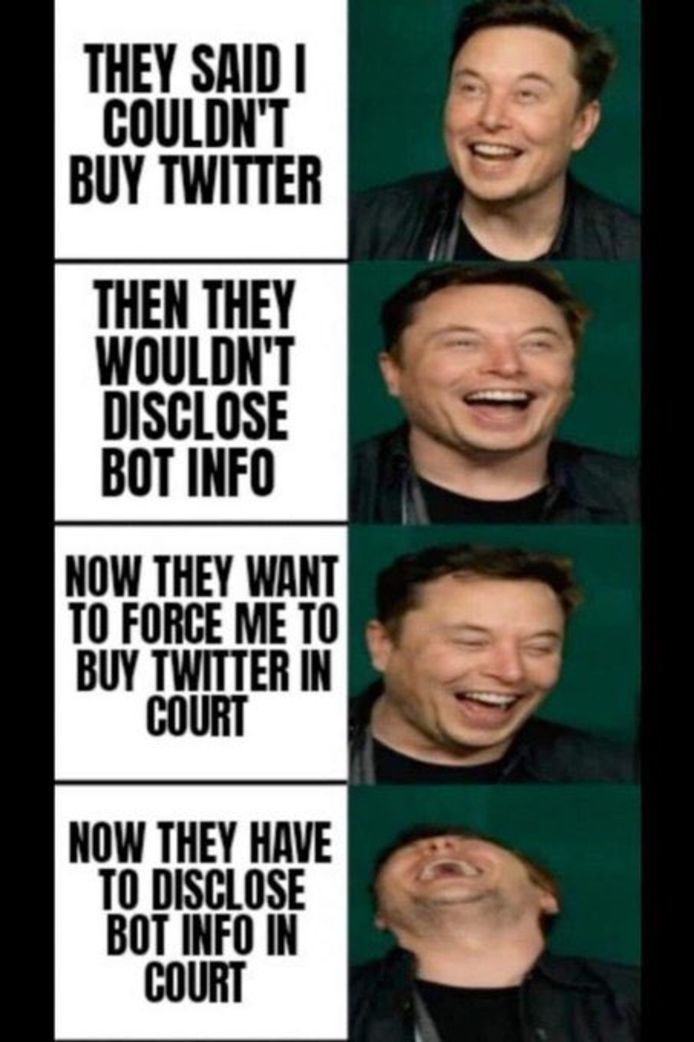Elon Musk tweette meme over het debacle met Twitter.