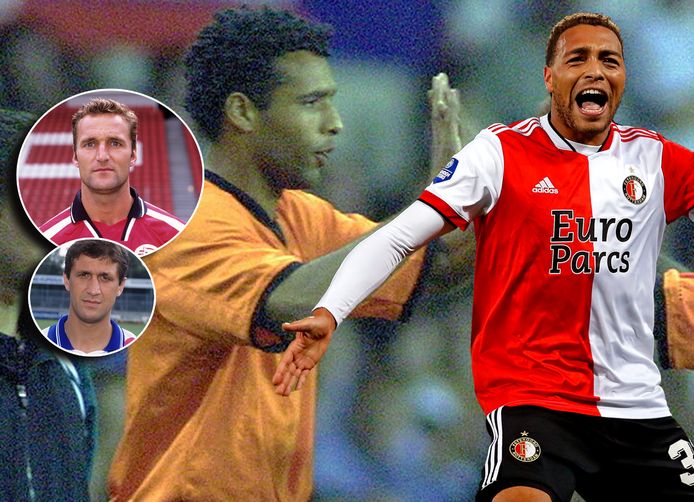 Pierre van Hooijdonk vervangt Patrick Kluivert bij Oranje. Inzetjes van René Eijkelkamp en Rodion Camataru. Rechts Cyriel Dessers.