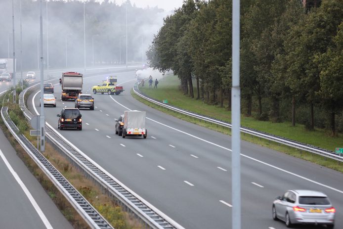 Autobrand op A2 bij Boxtel