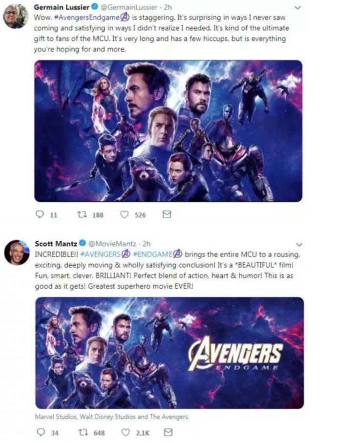 Reacties op 'Avengers: Endgame'.