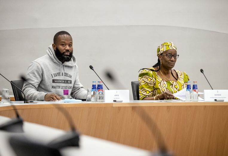 Jerry Afriyie van Zwart Manifest en Barryl Biekman van Landelijk Platform Slavernijverleden. Beeld ANP /  ANP