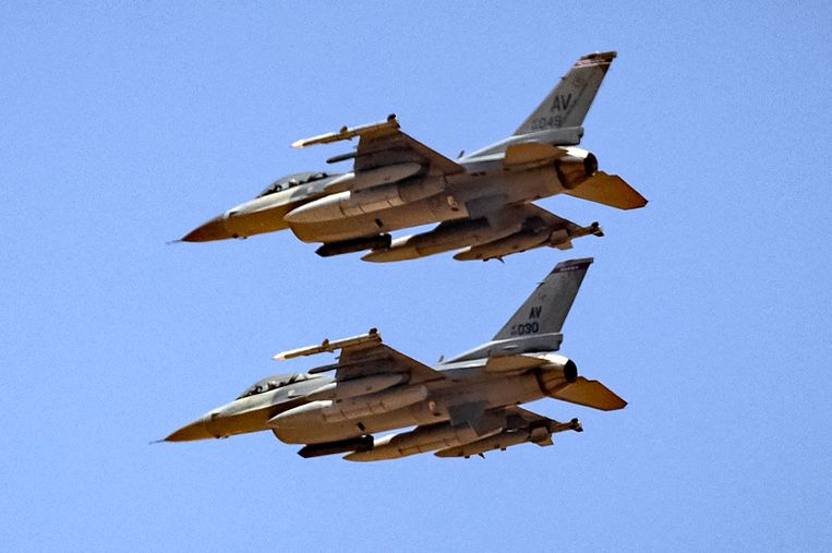 Amerikaanse F-16's tijdens een oefening. Beeld AFP
