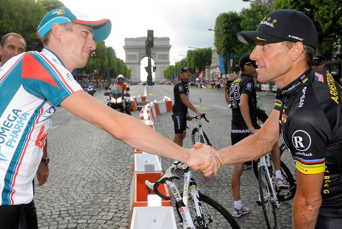 Jurgen Van den Broeck met Lance Armstrong.