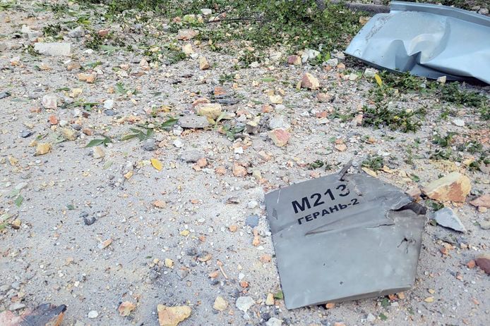 Restanten van de Iraanse Kamikaze-drone werden in Odesa gevonden na de aanval.