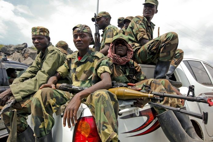 Een groep M23-rebellen in Oost-Congo.