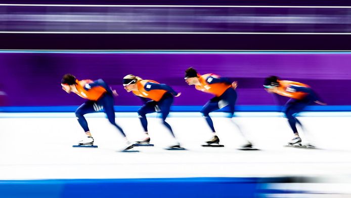 Jan Blokhuijsen, Koen Verweij, Sven Kramer en Patrick Roest.