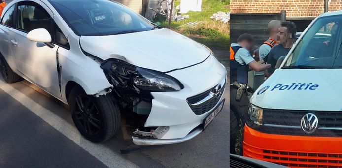 De man werd gearresteerd, nadat hij zijn Opel Corsa stuk had gereden en te voet op de vlucht was geslagen.