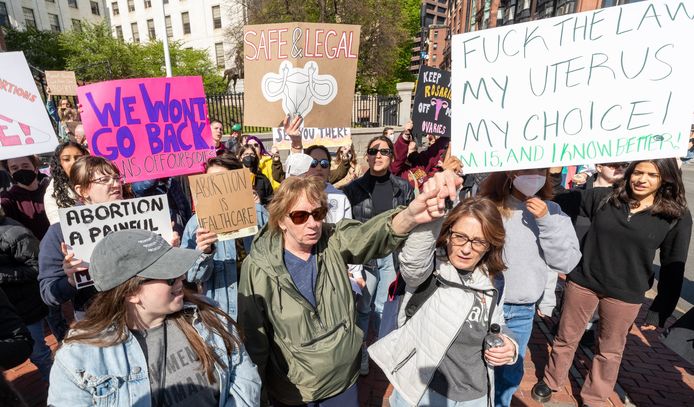 Een demonstratie tegen de mogelijke afschaffing van het abortusrecht in de Amerikaanse stad Boston.