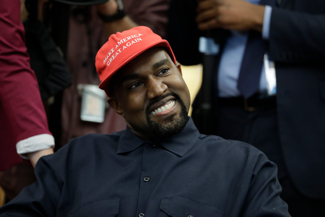Kanye West tijdens zijn bezoek aan het Witte Huis in 2018. Beeld AP
