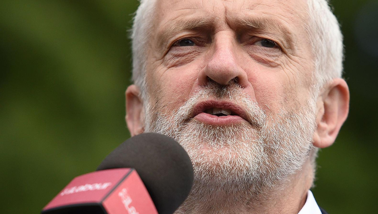 Labour-leider Jeremy Corbyn op campagne, 7 juni. Beeld afp