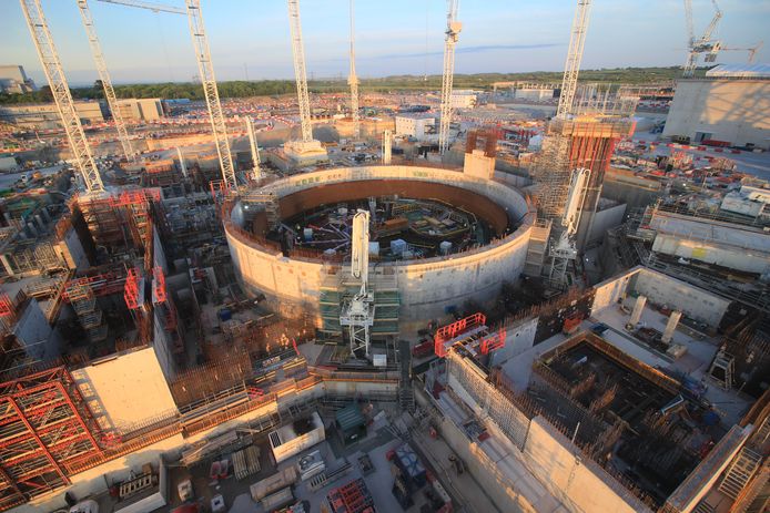 De bouw van een nieuwe kerncentrale van EDF in Hinkley Point, aan het kanaal van Bristol.