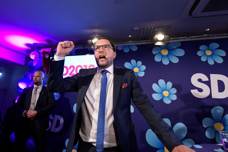 Partijleider Jimmie Åkesson van de Zweden Democraten.