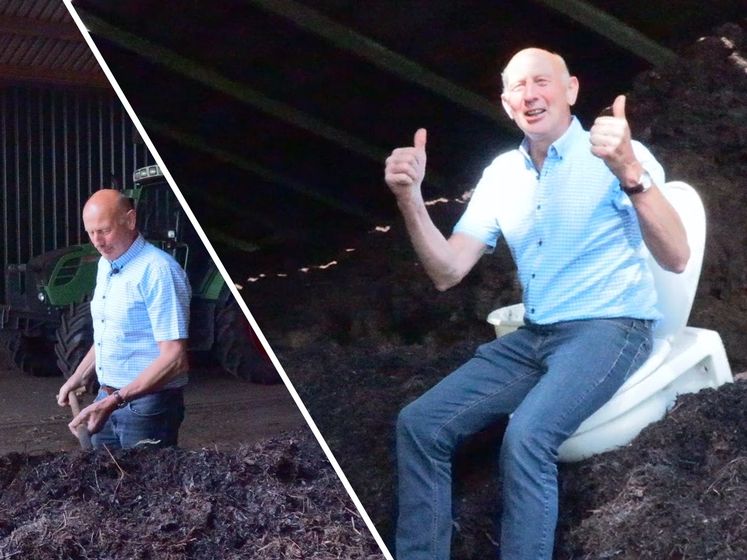 Boer Wim blij met poepdonaties voor zijn compost