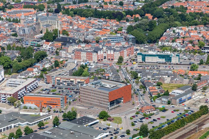 Het centrum van Goes, gezien vanuit de lucht.