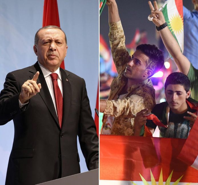 Turks president Erdogan waarschuwt de Iraakse Koerden, die gisteren het referendum voor onafhankelijkheid in Irak vierden: "Als Turkije haar grens met Irak sluit, zullen de Iraakse Koerden verhongeren", zei Erdogan.