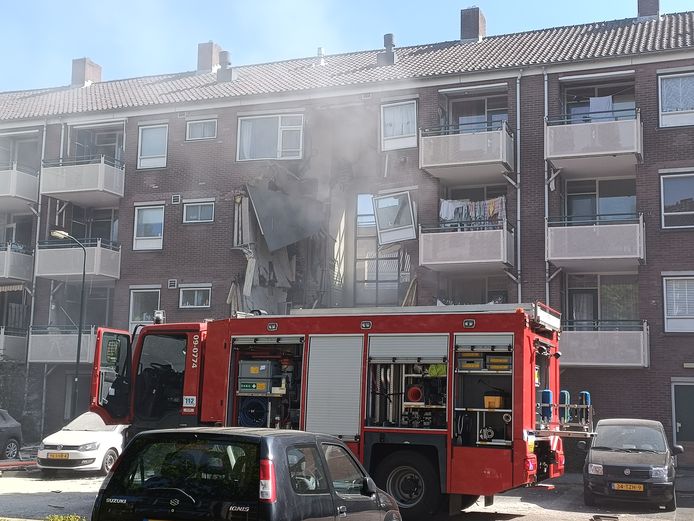 De ravage in de flat in Bilthoven na de explosie.