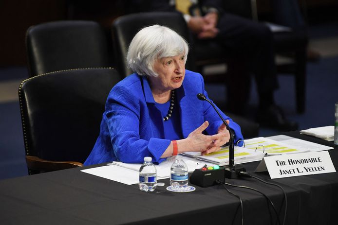 Minister Janet Yellen  stond vandaag een senaatscommissie te woord.