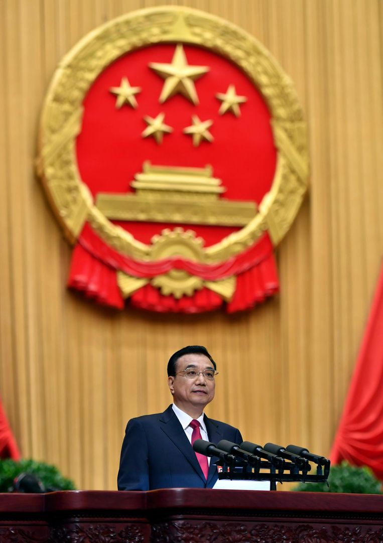 Premier Li Keqiang bij de opening van de jaarvergadering van het Chinese Volkscongres Beeld ap
