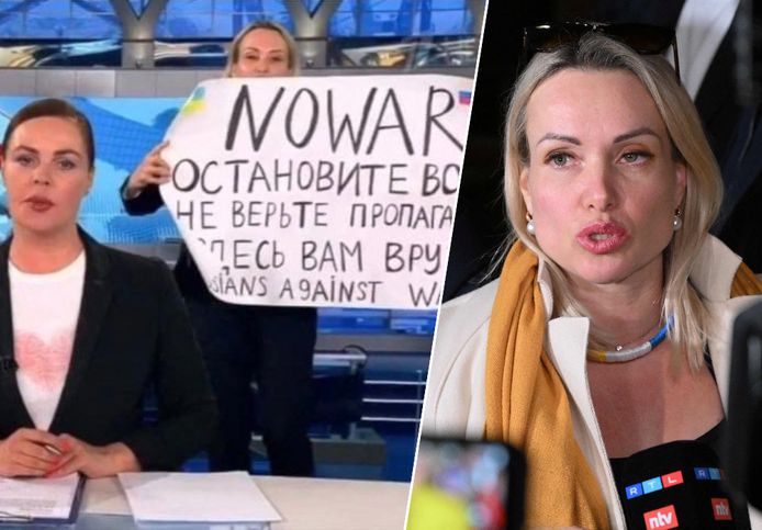 Marina Ovsjannikova protesteerde in maart live op de Russische staatszender Channel One Russia tegen de invasie in Oekraïne.