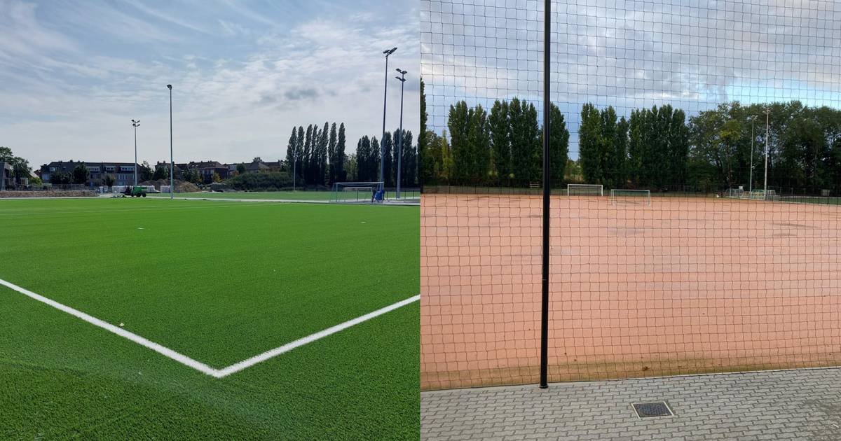 Calamiteit Verbetering Politiek Groene synthetische voetbalvelden, werden oranje tapijt: “Alle kurk plakt  aan elkaar waardoor water niet weg kan” | Machelen | hln.be