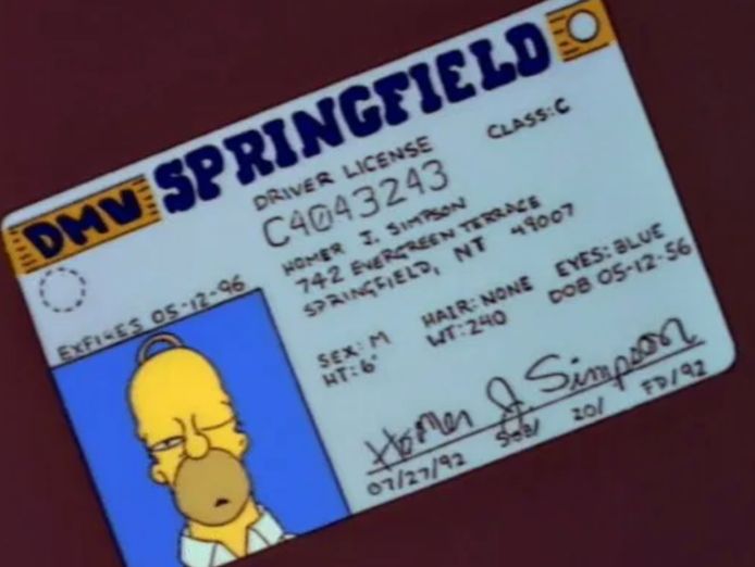 Het rijbewijs van Homer Simpson.