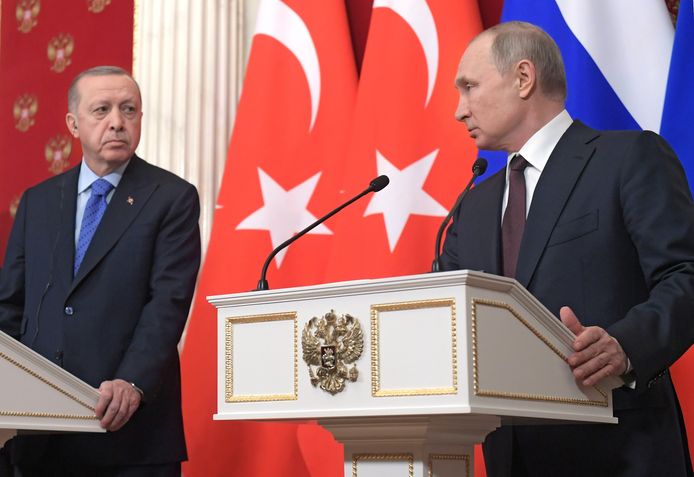 Erdogan en Poetin bereikten vorige week in Moskou een akkoord over een wapenstilstand in Syrië.