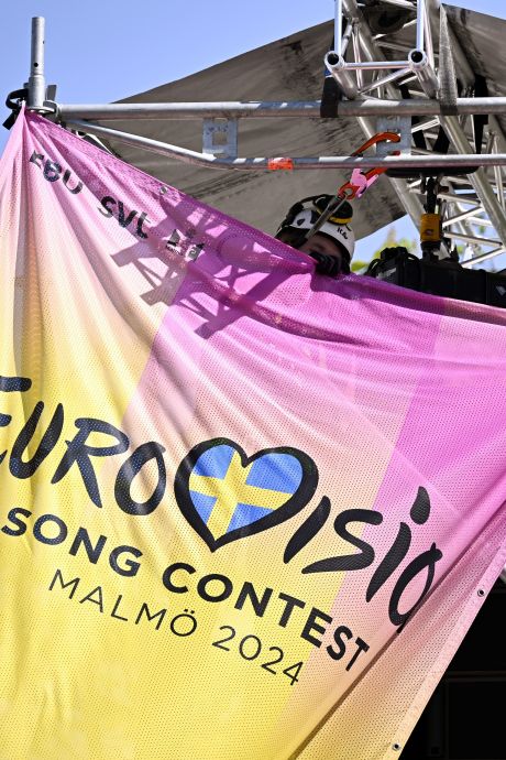 Malmö staat zondag pas helemaal in het teken van het songfestival, nu zijn er alleen een paar billboards