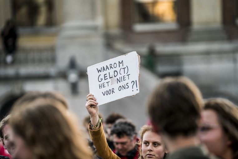 Groningse studenten protesteerden al eerder tegen het feit dat zij geen energietoeslag ontvangen. Beeld ANP 