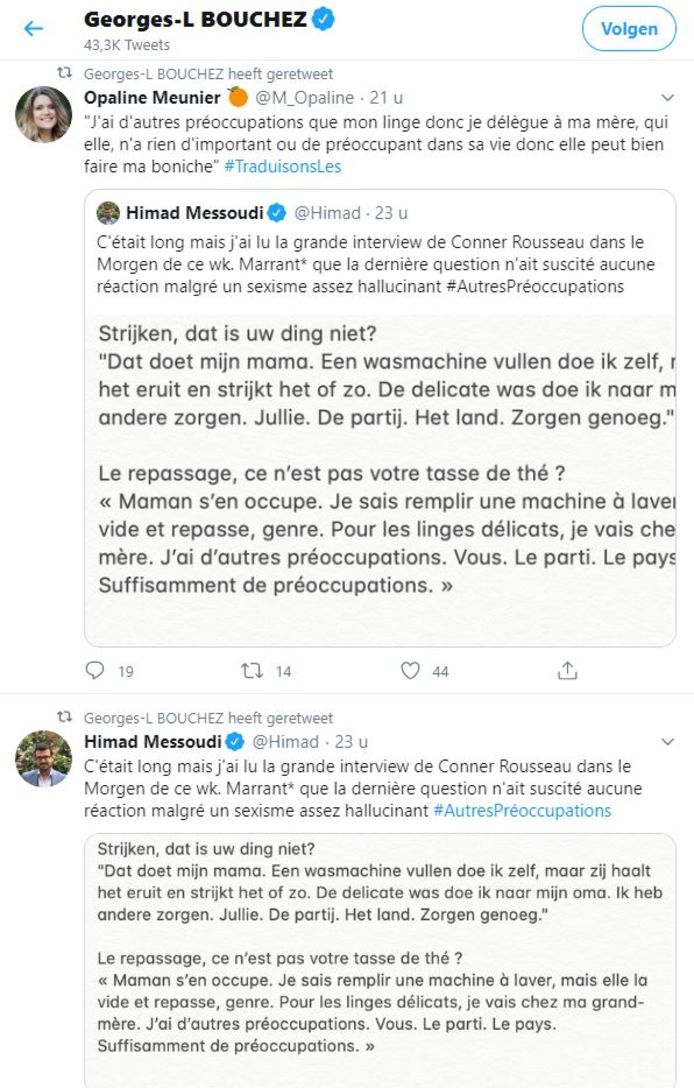 De retweets van Bouchez.