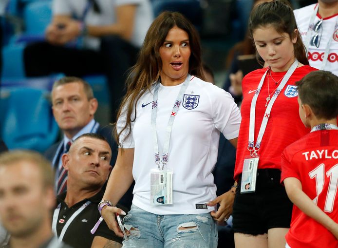 Rebekah Vardy, vrouw van Leicester-spits Jamie, op het WK 2018 in Rusland.