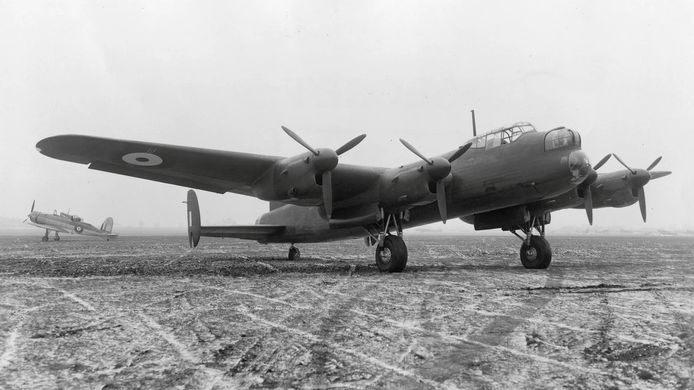 Illustratiebeeld van een Avro Lancaster-bommenwerper.