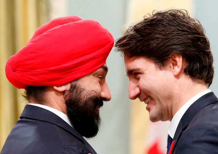 Navdeep Bains met Canadees premier Justin Trudeau.