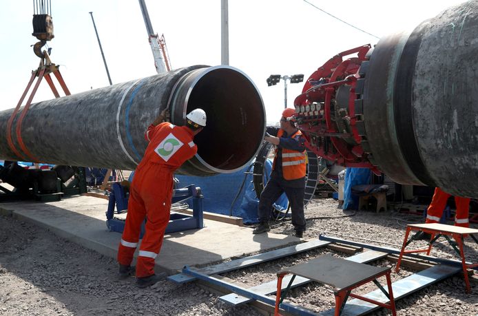 Archieffoto van werkzaamheden aan Nord Stream 2 in de buurt van het Russische Kingisepp.