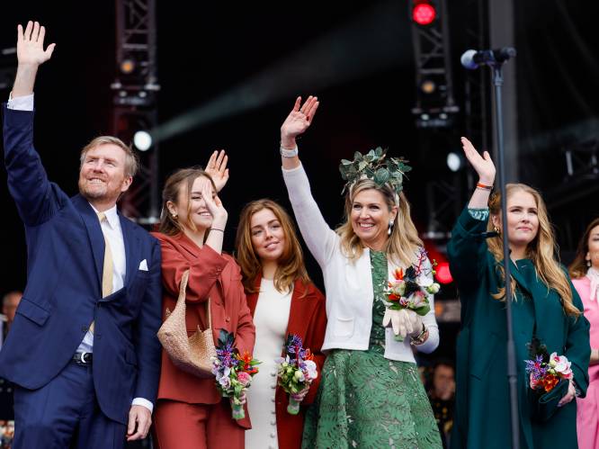 KIJK. Nederlandse Koningsdag kleurt beetje Belgisch: Máxima schittert in ontwerp van NATAN en opvallende vlinders op haar hoofd