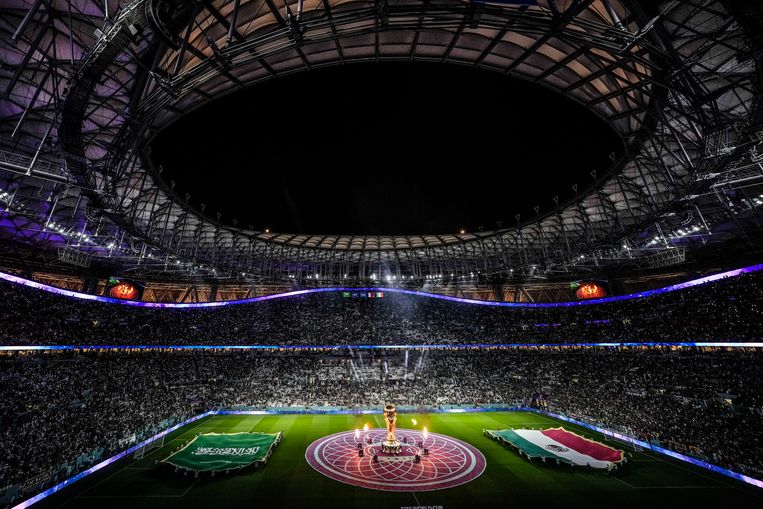 Het Lusail-stadion, waar op 18 december de finale wordt afgewerkt. Beeld AP