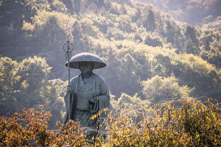 Beeld van Kobo Daishi (Kukai), de grondlegger van sokushinbutsu, op het Japanse eiland Shikoku. Beeld Getty Images