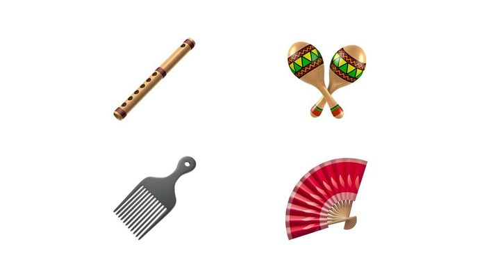 Op Apple-toestellen zijn er nu emoji voor de fluit, maracas, afrokam en de waaier.