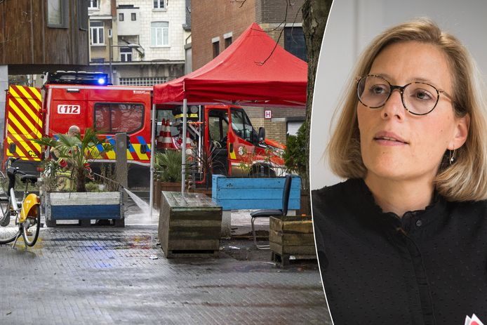 Het plein in Sint-Gillis waar gisteren een dode viel bij een schietpartij in het drugsmilieu. Rechts: nationaal drugscommissaris Ine Van Wymersch.