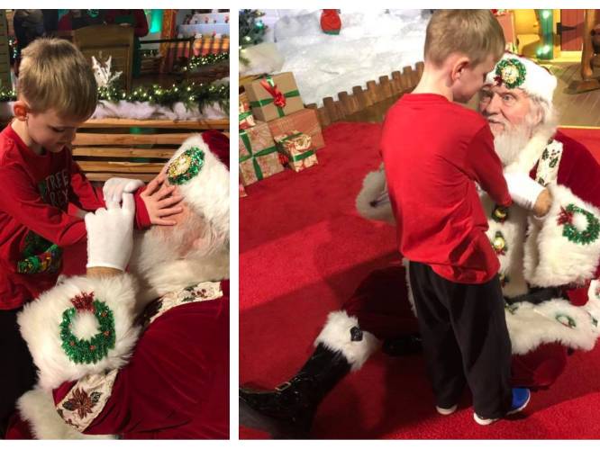 Hartverwarmend: mama legt moment vast waarop blind zoontje (6) voor het eerst de kerstman ontmoet