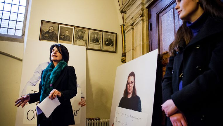 Nationaal Rapporteur Corinne Dettmeijer tijdens de opening van een tentoonstelling in de St. Bavokerk over seksueel geweld vorig jaar december. Beeld anp