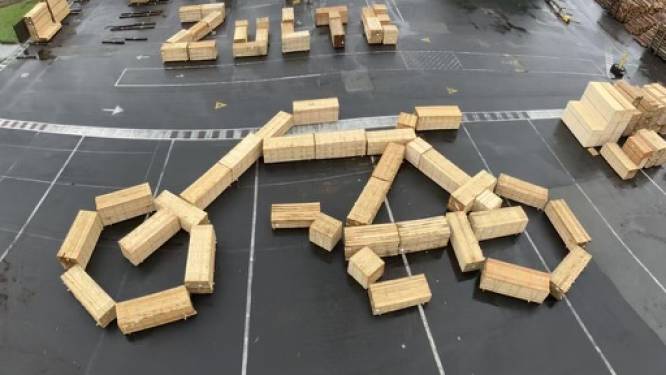 Dit zal wel opvallen: houtbedrijf uit Zulte maakt reusachtige fiets van stapels planken