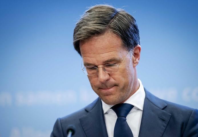 Premier Mark Rutte tijdens de persconferentie van afgelopen dinsdag.