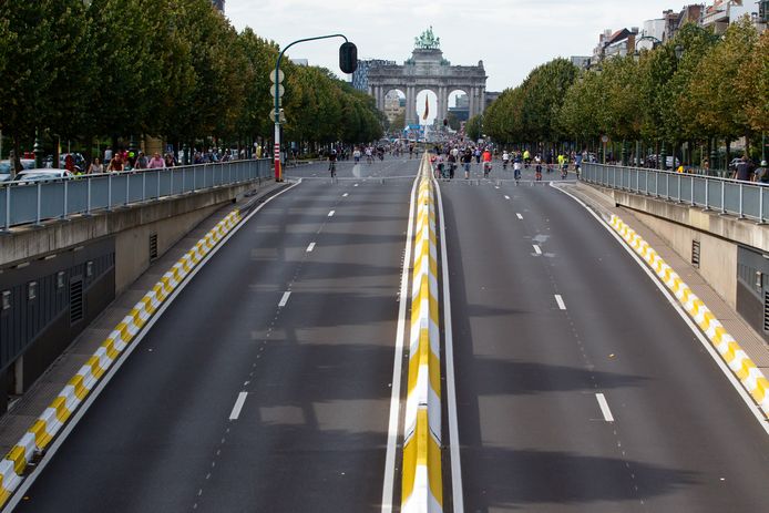 Lege straten in Brussel waar op 22 september een zogenoemde autovrije zondag werd gehouden.